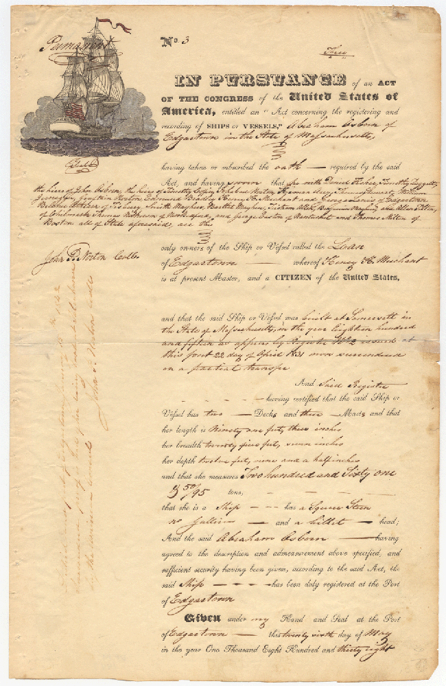 Registry Certificate / Ship’s Register Collections & Research